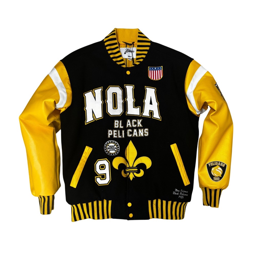Headgear Classic NOLA Black Pelicans Varsity Jacket Negro League Black Yellow L